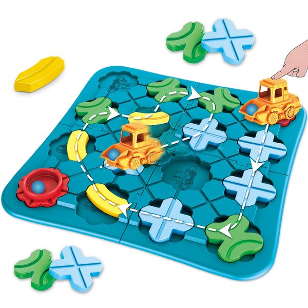 STEM Board Games Brain Teaser Puzzles, Educational Smart Logical Toy Road Builder Puzzle Racer Car Track Set, 118 Challenges & 4 Difficulty Levels Uzzle Game for 3 4 5 6 7-Year-Old Boys Girls