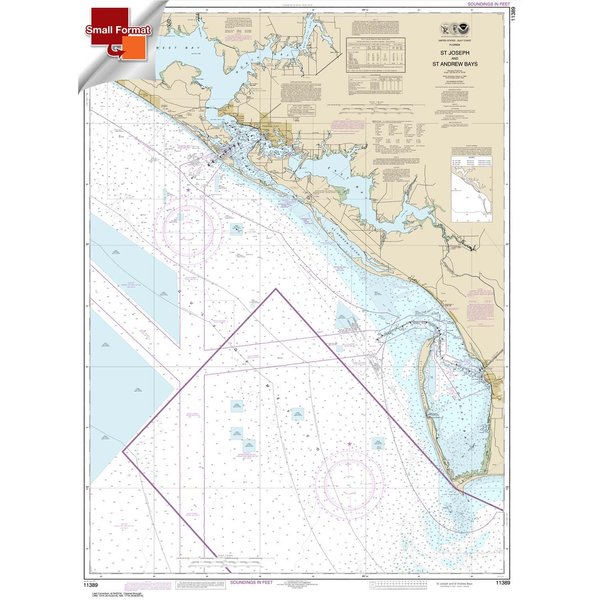 NOAA Chart 11389: St Joseph and St Andrew Bays 21.00 x 28.49 (Small Format Waterproof)