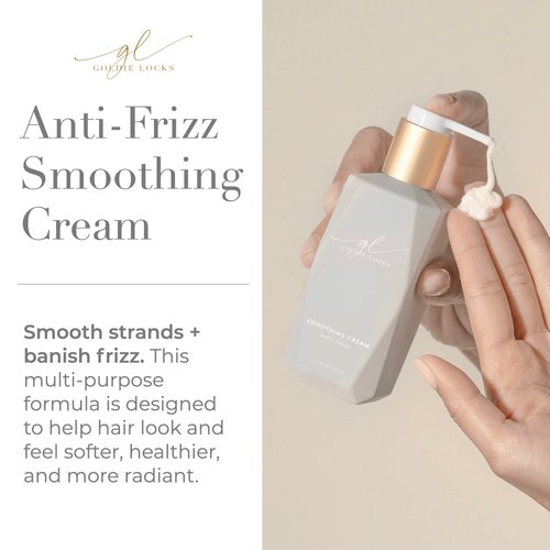 Goldie Locks Anti-Frizz Smoothing Cream | Improves Strand Strength & Elasticity | Locks Out Frizz for Brilliant Shine | Extension & Hair Color Safe, 5.1 Fl Oz