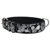 Black Genuine Leather Silver Print Dog Collar 20"x1.25" Fits 14"-18.5" Neck