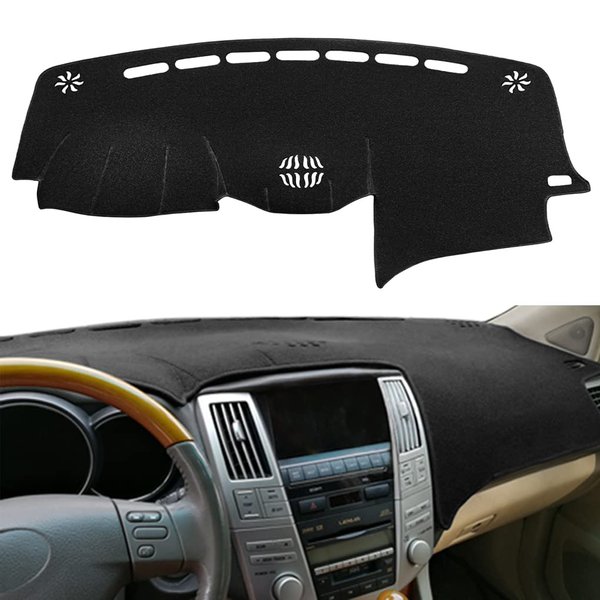 Dash Cover Mat Custom Fit for 2004-2006 Lexus RX330,2007-2009 RX350, 2006-2008 RX400h, Dashboard Cover Pad Carpet Protector with Cutout for Speaker (Black) F82