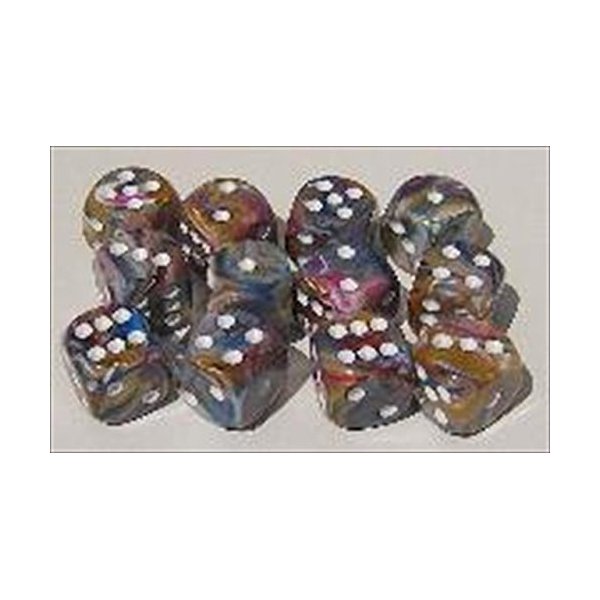 Chessex Dice Sets: Festive Carousel with White - Ten Sided Die d10 Set (10)