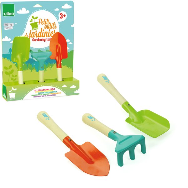 Vilac Vilac3803 Set of 3 Garden Tools, Multi-Color