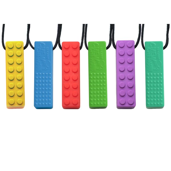 Tilcare Chew Chew Sensory Necklace – Best for Kids or Adults That Like Biting or Have Autism – Perfectly Textured Silicone Chewy Toys - Chewing Pendant for Boys (6-Pack)