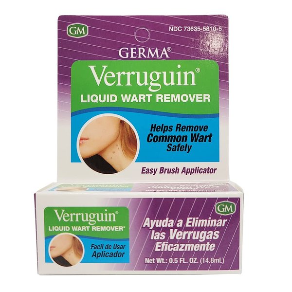 Germa Verruguin Liquid Wart Remover. Fast and Effective. Penetrates and Removes Common Warts with Salicylic Acid. 0.5 fl.oz