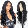 LINGHANG Long Black Wigs for Women 26 Inch Long Curly Wig Natural Looking Synthetic Heat Resistant Fiber Black Wavy Wig for Daily Party Use (Black)