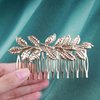 Yheakne Boho Leaf Hair Comb Gold Wedding Comb Metal Bridal Headpieces Bride Side Comb Branch Leaf Hair Piece Wedding Headpieces Bride Hair Accessories for Bride and and Bridesmaids (Gold A)