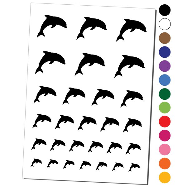 Dolphin Solid Temporary Tattoo Water Resistant Fake Body Art Set Collection - Light Blue (One Sheet)