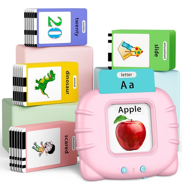 Eaever Learning-Toys, ABC Talking-Flash-Cards 252 Sight Words, Preschool Montessori-Toys for Kids, Educational Toddler-Toys for 2 3 4 5 6 Years Girls, Birthday Gifts, Pink