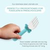Grabease Toddler Silverware Set Forks Spoons and Knives Set Toddler Utensils Feeding Supplies - Phthalates-Free, Dishwasher Safe, Teal - Self Feeding Utensil