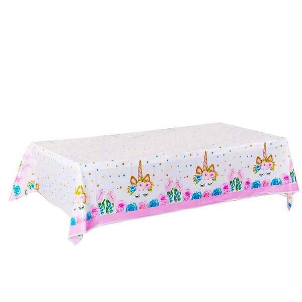 Yarrkc 5 Pack Happy Birthday Table Cover Plastic Themed Party Tablecloth Party Supplies Girls Baby Shower Decorations