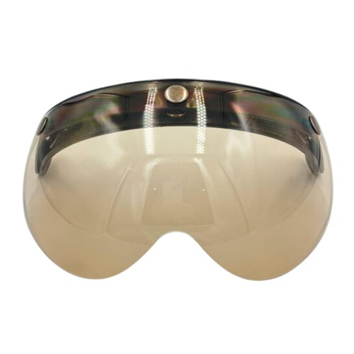 (1PCS) 3-Snap Removable Motorcycle Helmet Visor/Shied with Flip-Up Tinted Bubble Lens | Universal, Retro, Windproof & Anti-Fog Mini Sun Shield Replacement for Half-Face Helmets (Brown)