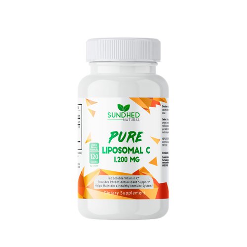 Sundhed Natural Pure Liposomal Vitamin C - 1200mg Immune System & Collagen Health Booster, Anti Aging Skin Vitamins, Sodium Ascorbate, Sunflower Lecithin (120 Capsules / 2 Months)