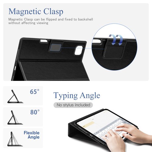 Antbox for iPad Pro 11 Inch Case 2024 M4, Premium Vegan Leather, Supports Pencil Pro and Pencil (USB-C), Auto Sleep/Wake Function, Built-in Pencil Holder (Black)