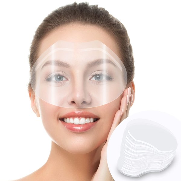 100PCS Face Shield for Shower, Clear Eyebrow Shower Visor for Adults Eyelash Extensions, Eyelid Surgery, Lash Aftercare for Salon Supplies & Permanent Makeup (100 pcs)
