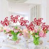 12 PCS Sweet 16 Centerpiece Sticks Double Sided Glitter Happy 16th Birthday Cake Toppers Number 16 Centerpieces for Tables Flower Topper Decorations 16th Birthday Party Centerpiece Supplies Red