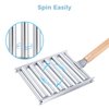 2Pcs Hot Dog Roller for Grill, Stainless Steel Sausage Roller Rack with Extra Long Wood Handle, BBQ Hot Dog Griller for Evenly Cooked Hot Dogs, 10 Hot Dog Capacity, 6.5 x 5.5 Inch