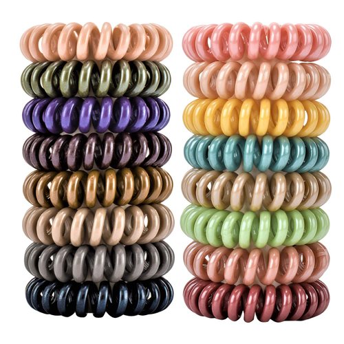 79STYLE 30pcs Hair Ties Spiral Coil Hair Ties No Crease Traceless Coil Hair Bulk Scrunchies Ponytail Holder Plastic Phone Cord Hair Ties For Thin Thick Curly Hair (Classic 15 Colors- Mini Size)