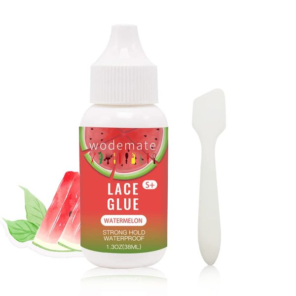 Wig Glue for Front Lace Wig, Strong Hold Glue Watermelon for Hair Systems Invisible Bonding Adhesive,Waterproof and Oil-Resistant for Hairpiece Closure Frontal Toupee Systems 1.3Oz