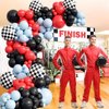 132pcs Race Car Balloons Arch Garland Kit, 18 12 10 5Inch Red Blue Black Checkered Wheel Tire Balloons for Race Car Birthday Party Decorations Two Fast Birthday Decor