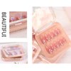 SUKPSY 4pcs Plastic Press on Nail Storage Box with Adhesive Double Sided Tape Fake Nail Display Storage Box Acrylic Nail Packaging Box for Nail Salon Home Storage Supplies(Pink/Clear)