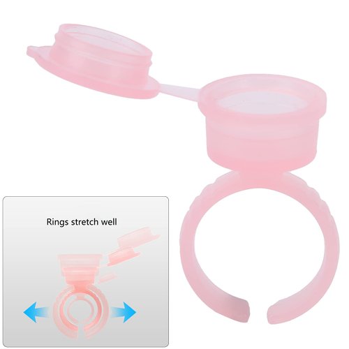 100pcs Tattoo Ink Rings Cups, Disposable Pigment Holder Makeup Glue Holder Rings Eyebrow Eyelash Extension Microblading Accessories