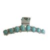 Long turquoise blue stone silver western style metal hair claw