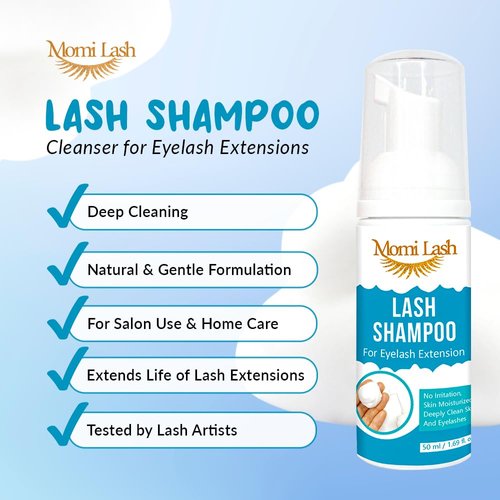 Lash Shampoo, Eyelash Extension Cleanser for Extensions, Eyelid Foaming Cleanser, Dermatologist Tested Eye Makeup Remover, Eyelash Shampoo Professional Salon & Personal (50ml) Non-scent