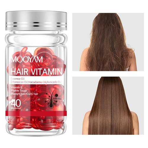 Hair Growth Vitamins Serum, Hair Treatment Serum with Moroccan Oil & Argan Oil & Avocado Oil, Hair Vitamin for Women Hair Loss, Hair Mask Essential Oil for Damaged Hair (40 Capsules)