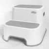 Wider Dual Height 2 Step Stool for Kids | Toddler's Stool for Potty Training and Use in The Bathroom or Kitchen | BPA-Free Strong Soft-Grip Steps for Comfort and Safety (1 Pack, Greige)