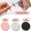 ERUIKA 60pcs Sanding Paper Discs with 25mm Metal Nail Drill Bits,#80#150#240 Grits for Manicure Pedicure,Nail Drill Foot Files Electric Remover Dead Skin Callus Tool (Black/White/Pink)