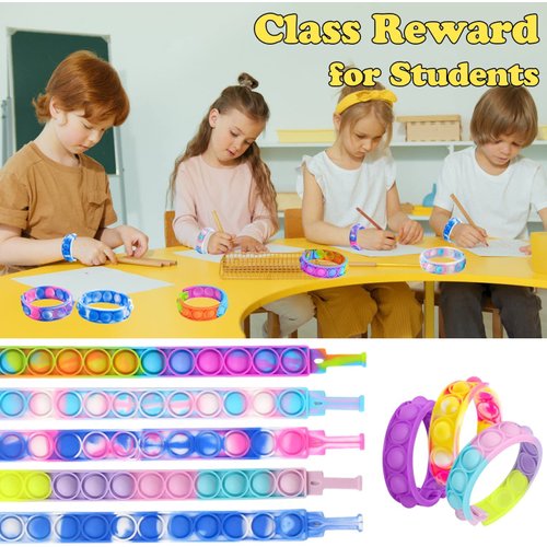 102pcs Pop Bracelet Party Favors Fidget Bracelet It Birthday Party Favors for Kids Goodie Bags Stuffers Classroom Prizes Brand: MEZHOBBY