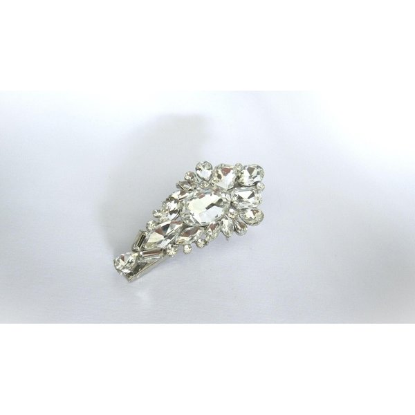 Generic Chuncky clear crystal silver metal hair pin alligator clip