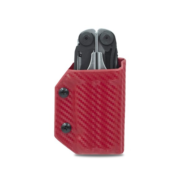 Clip & Carry Kydex Multitool Sheath for LEATHERMAN SURGE - Made in USA (Multi-tool not included) EDC Multi Tool Sheath Holder Holster Cover (Carbon Fiber Red)