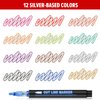 Banral Double Line Outline Markers, 12 Colors Super Squiggles Shimmer Outline Marker Set, Self Outline Metallic Glitter Doodle Drawing Markers Pens for Christmas Greeting Card Making, DIY Art Crafts