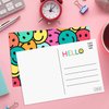Sweetzer & Orange Hello Postcards Pack (60 Post Cards) 4x6 Postcards for Kids and Adults. 300gsm Note Cards. Blank Hello Greeting Cards, Smiley Face Hello Cards