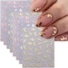 8 Sheets Flower Nail Stickers for Nail Art, 3D Self-Adhesive Bronzing Flowers Nail Decal Gold Silver Flowers Leaves Nail Design Nail Art Stickers Spring and Summer Nail DIY Decorations for Women