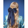 Women Big Bow Barrettes Girl's Satin Hairclips Long Ribbon Hair Pins for Party, Bow Hair Clips for Women, Navy Hair Bow, Hair Accessories for Girls, Bows for Girls, Bowknot Hairpin with Long Tail