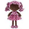 Gloveleya Doll Baby Dolls Soft Doll Baby Girl Gifts Curly Hair Brown Rose Red Leopard Dress Spring Girl 12inches