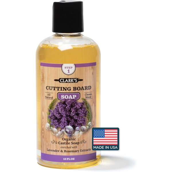 CLARK'S Cutting Board Organic Soap - Enriched with Lavender & Rosemary Oils - Cleaner for Butcher Block, Countertop and Utensils - Cleans and Restores Wood - Use Before Food Grade Mineral Oil