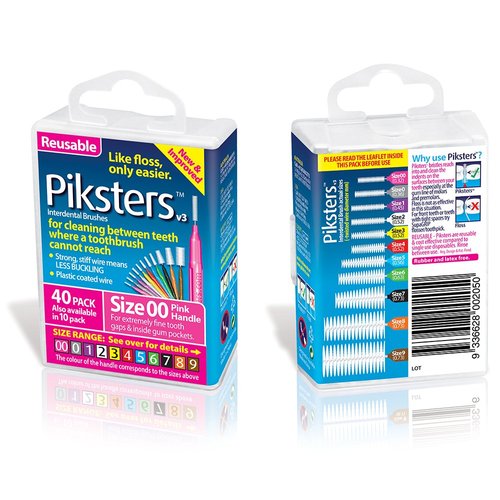 Piksters Interdental Brushes (40 Pack, Size 00 (Pink))