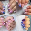 JinPren Cute Nail Art Stickers, 4 Sheets 3D Self Adhesive Cartoon Nail Decals, Acrylic Material, for Women Girls Nail Decoration