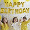 Black Happy Birthday Balloons Banner 16 Inch Mylar Foil Letters, Inflatable Party Decor and Birthday Decorations for Women, Men, Boys & Girls Kids and Adults, Reusable, Party Supplies