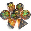 Haxtec Galaxy DND Dice Set Sharp Edge Dice with Dice Case Handmade Yellow Black Resin D&D Dice Set for TTRPGs Dungeons and Dragons Gifts