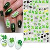 6 Sheets St. Patrick's Day Nail Art Stickers Green Shamrock Nail Stickers 3D Self Adhesive Nail Decals Shamrocks Nail Designs Green Nail Art Supplies for Women Girls St. Patrick's Day Nail Decoration