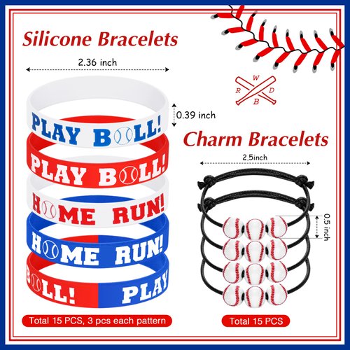 Aoriher Baseball Sport Party Favors for Kids, 15 Sets Sport Goodie Silicone Sport Bracelets Mini Stress Ball Keychain Temporary Tattoo Sticker Eraser for Sport Birthday Party Supplies Total 85 Pcs