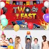 Oudain Racing Car Decoration Two Fast Backdrop Birthday Decorations Racing Theme Party Decorations Racing Car Second Birthday Photography Background Racing Boys Kids Birthday Party Supplies