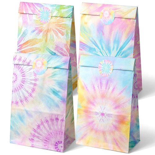 Outego Tie Dye Party Favor Bags Tie Dye Goodie Bags Tie Dye Party Favors for Kids Tie Dye Birthday Party Supplies
