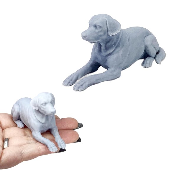 Miniature Labrador Retriever Figurines 1:12 Scale woodland garden Mini for Dollhouse, Diorama, Art Craft Supplies by Alexander Kuzmenko - 1 Dog (Grey (unpainted))