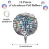 durony 12 Pieces 18 inches Disco Ball Balloons 4D Aluminum Foil Balloons Silver Party Decorations Mylar Foil Balloons for Disco Themed Party Decorations Supplies